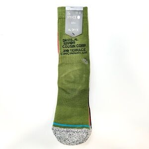 Stance Olive Green Crew Socks with Multicolor Accents